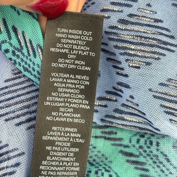 Chico's Travelers Vest Size M Blue Print Sleeveless Open Front Cardigan Topper - Picture 10 of 10